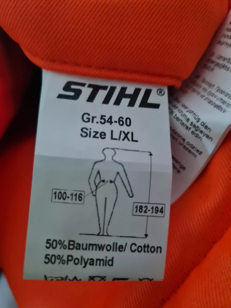 Stihl Schnittschutz Beinlinge orange Forstschutz Waldarbeiter rundum Forst THW